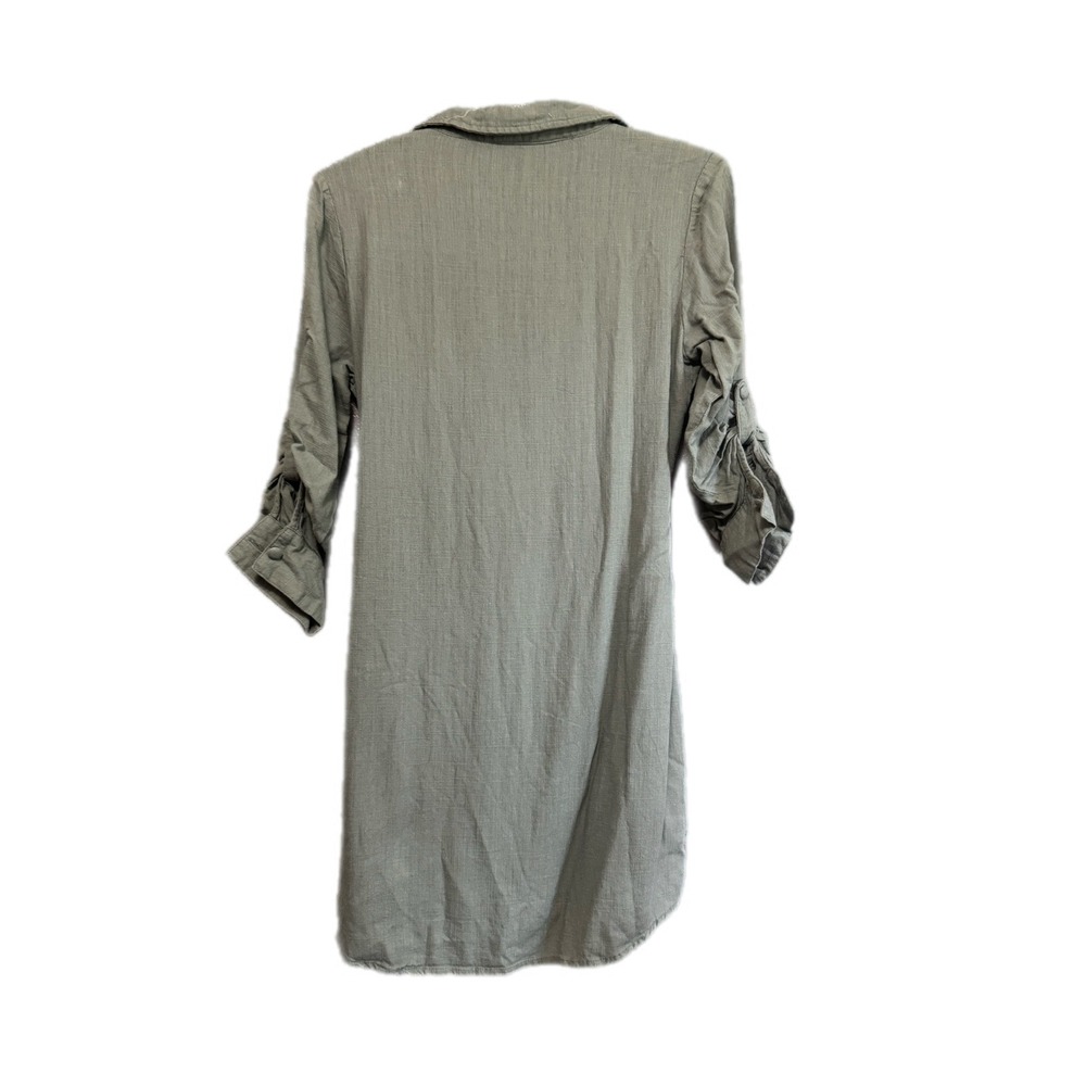 Lost in Lunar Shirt Dress Women S Sage Green Excellent Linen Blend Wrap Front - Picture 11 of 11
